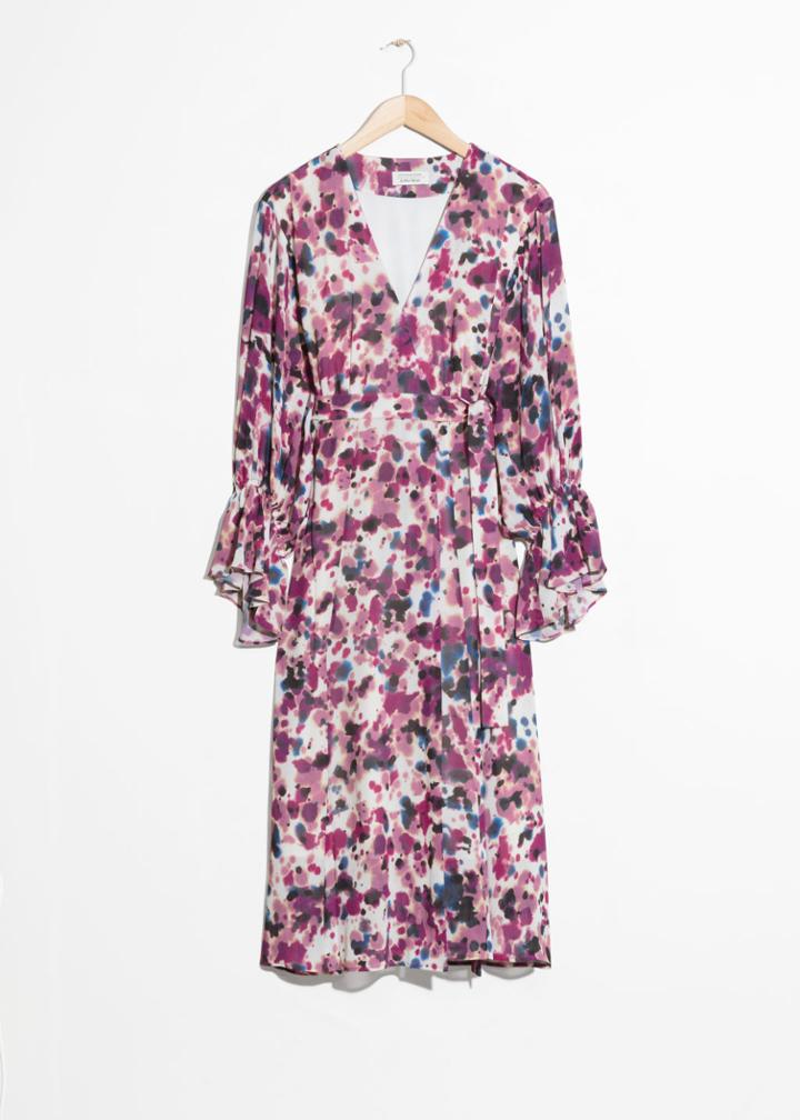Other Stories Belted Wrap Midi Dress - Pink