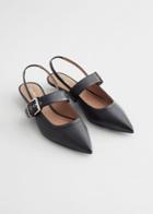Other Stories Slingback Leather Ballerinas - Black