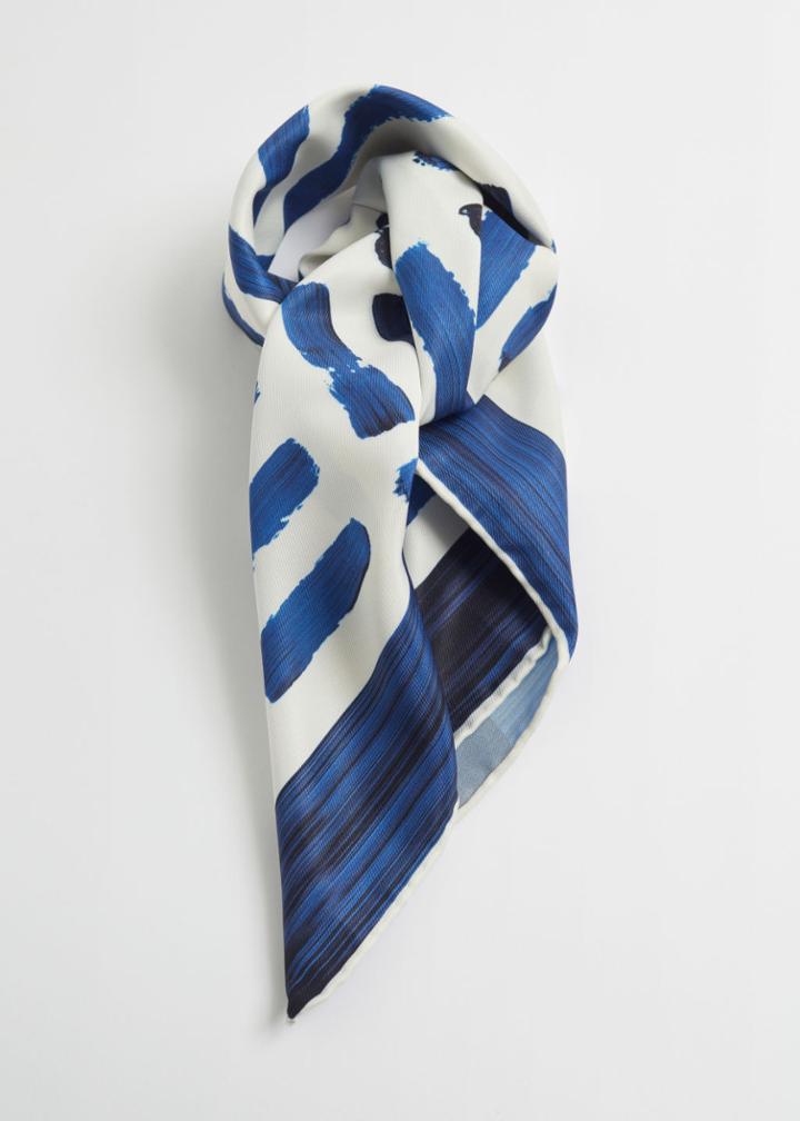 Other Stories Brush Stroke Square Scarf - Blue