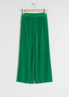 Other Stories Pleated Metallic Trousers - Green