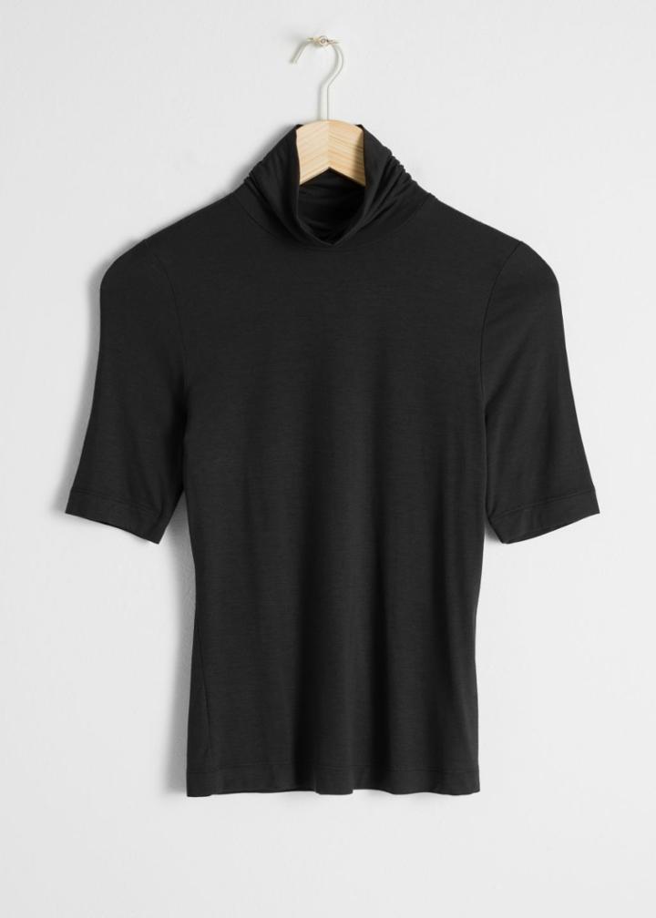 Other Stories Short Sleeve Turtleneck - Black