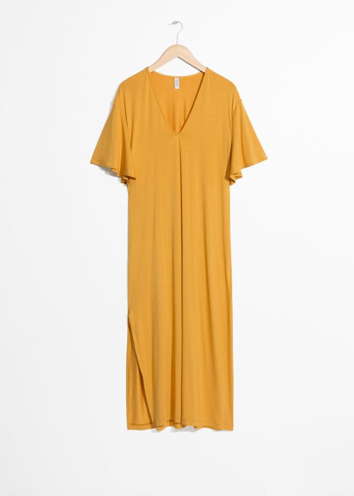 Other Stories V Neck Maxi Shirt Dress - Yellow