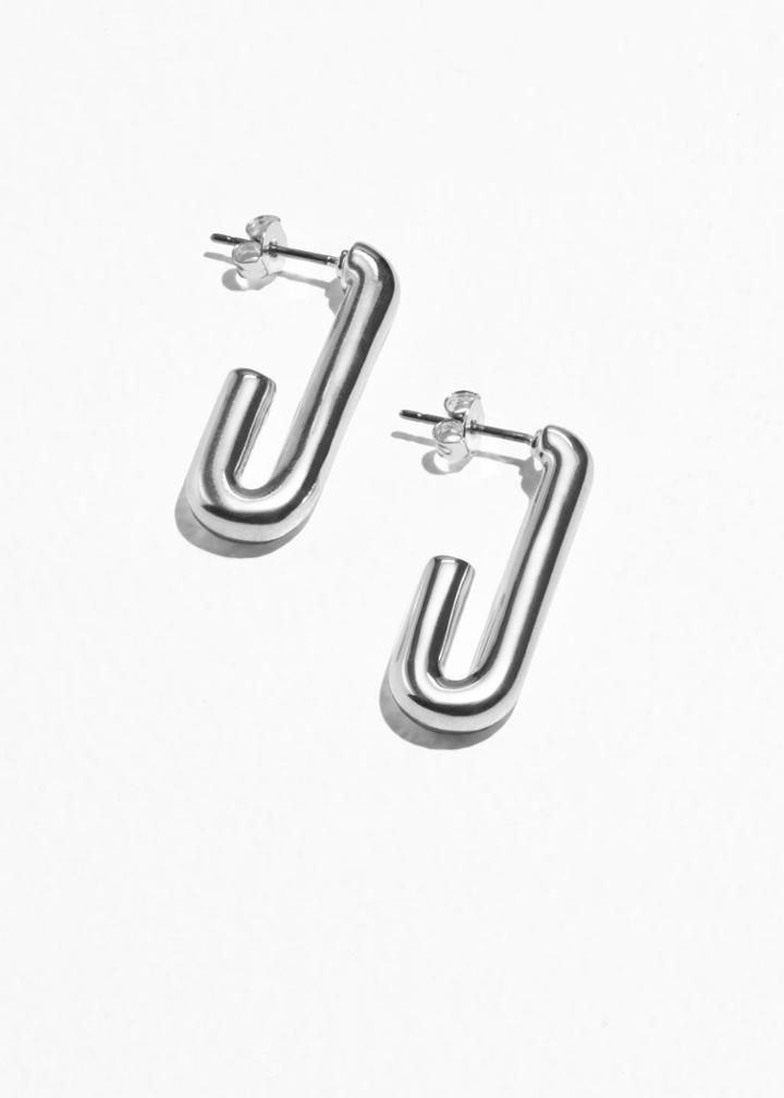 Other Stories Open Oval Hoops - Silver
