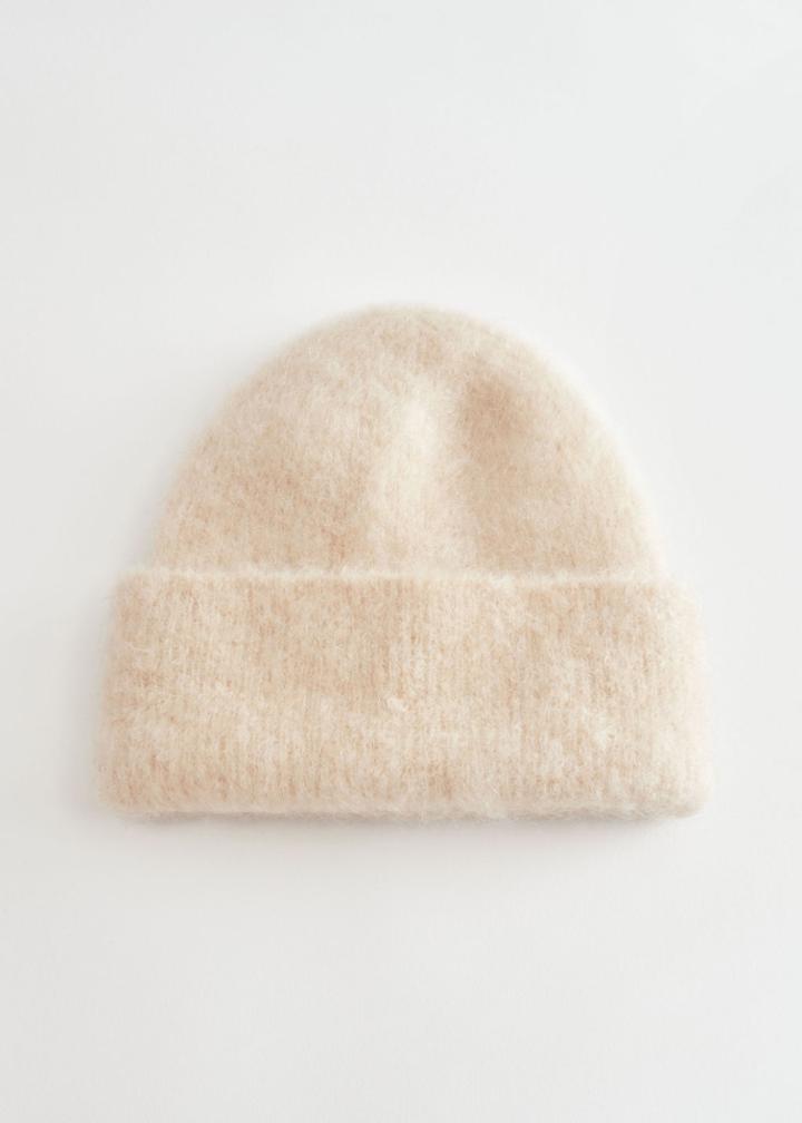 Other Stories Fuzzy Knit Beanie - Beige