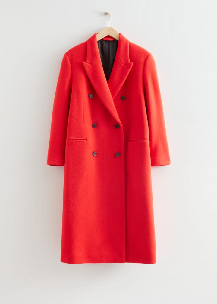 Other Stories Double Breasted Coat - Orange