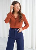 Other Stories V-cut Silk Button Up Blouse - Orange