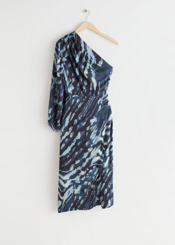 Other Stories One Sleeve Midi Dress - Blue
