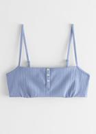 Other Stories Pearl Button Ribbed Bikini Top - Blue