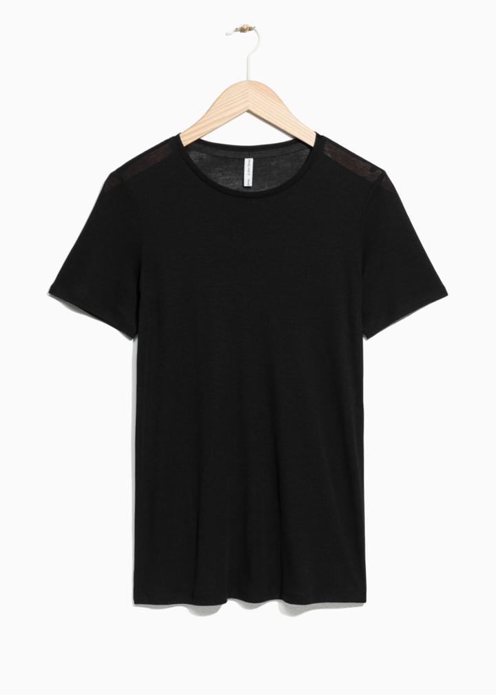 Other Stories Rib Tencel T-shirt - Black