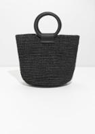 Other Stories Woven Straw Tote Bag - Black
