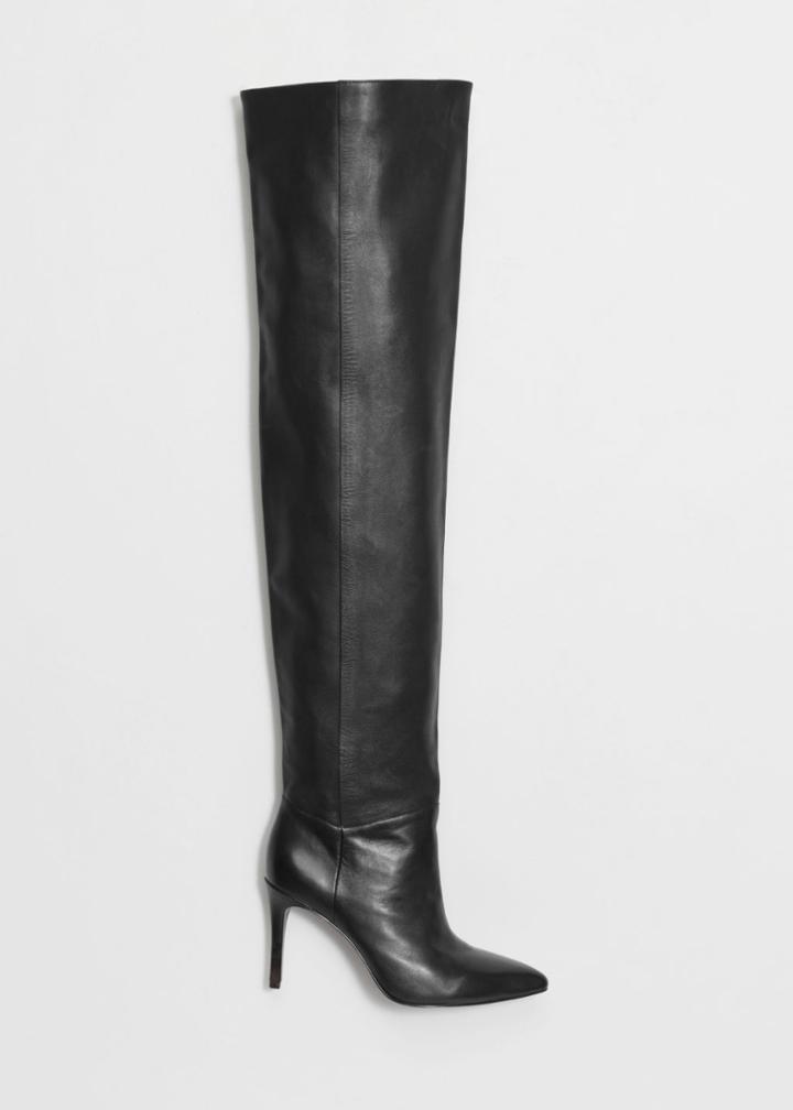 Other Stories Knee High Leather Boots - Black