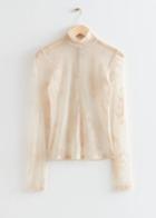 Other Stories Sheer Lace Top - Beige