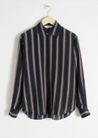 Other Stories Silk Stripe Lounge Shirt - Black