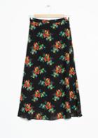Other Stories Pleated Floral Midi Skirt - Black