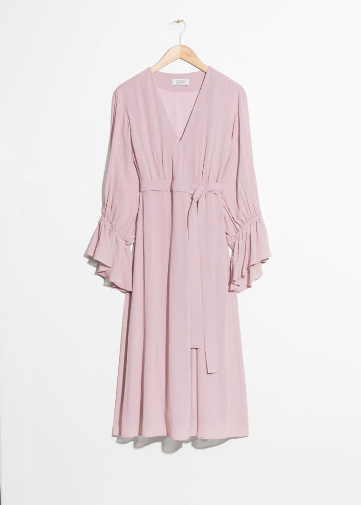 Other Stories Balloon Sleeve Wrap Dress - Pink