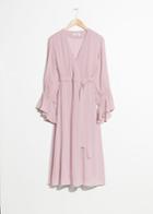 Other Stories Balloon Sleeve Wrap Dress - Pink