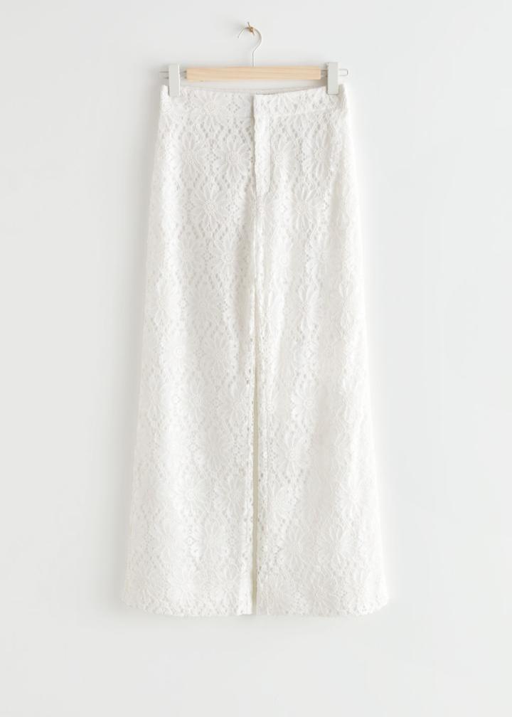 Other Stories Flared Lace Trousers - White