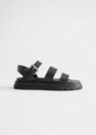 Other Stories Chunky Sole Leather Sandals - Black
