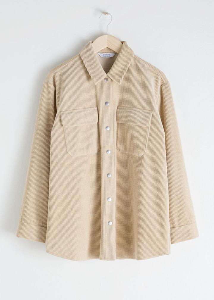 Other Stories Oversized Corduroy Workwear Shirt - Beige