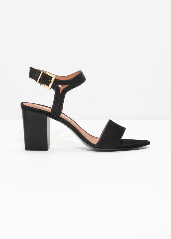 Other Stories Suede Strappy Heeled Sandals - Black