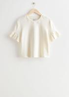 Other Stories Embroidered Cuff Fleece Top - White