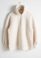 Other Stories Faux Shearling Zip Pullover - White