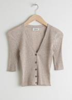 Other Stories Fitted Cotton Blend Cardigan - Beige