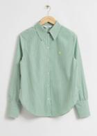 Other Stories Loose Butterfly Embroidered Striped Shirt - Green
