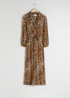 Other Stories Long Sleeve Leopard Print Jumpsuit - Beige