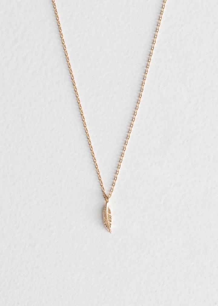 Other Stories Leaf Pendant Necklace - Gold