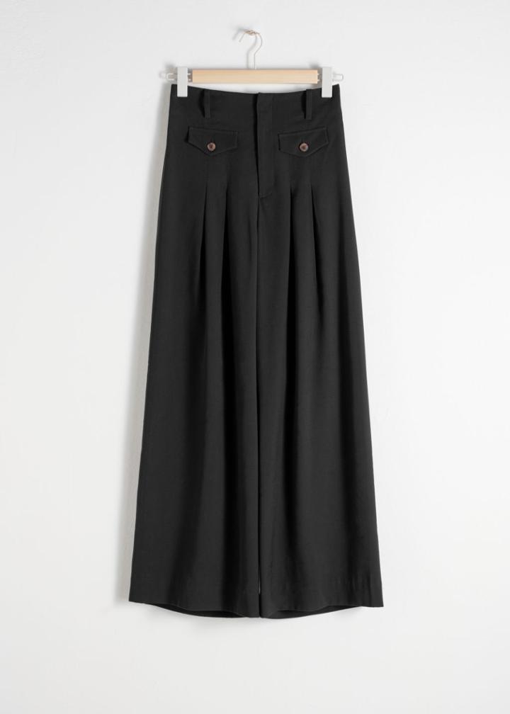 Other Stories High Waisted Wide Leg Trousers - Black