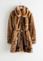 Other Stories Belted Faux Fur Coat - Beige