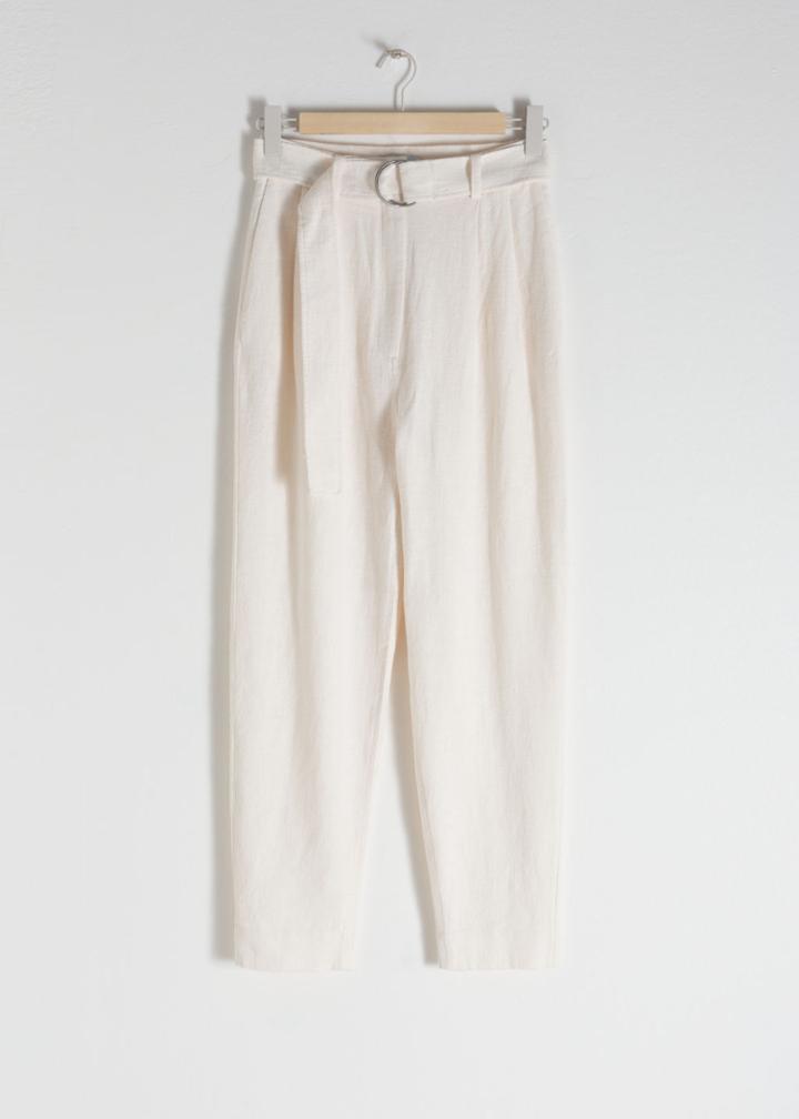 Other Stories Belted Tapered Trousers - White