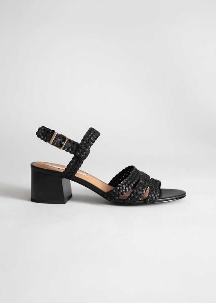 Other Stories Trio Strap Heeled Sandals - Black