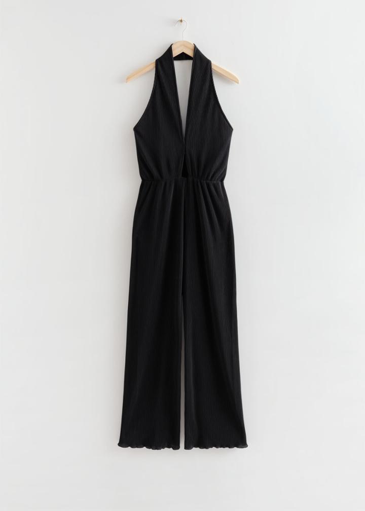 Other Stories Twist Halter Jumpsuit - Black