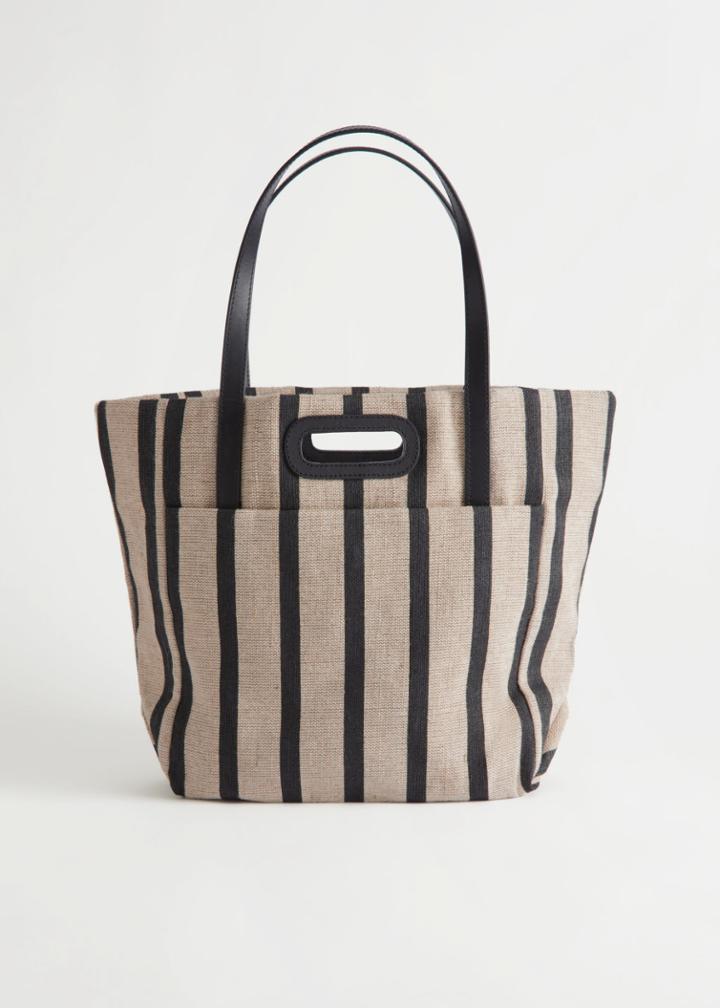 Other Stories Leather Handle Tote Bag - Beige