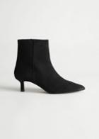 Other Stories Suede Kitten Heel Ankle Boots - Black