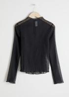 Other Stories Sheer Crepe Polka Dot Top - Black