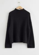 Other Stories Oversized Mock Neck Wool Sweater - Black