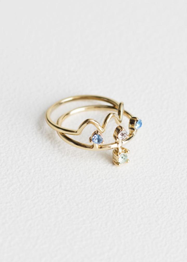 Other Stories Stackable Set Of Rings - Turquoise