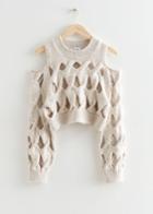 Other Stories Cable Knit Cut-out Sweater - Purple