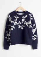 Other Stories Wool Blend Vine Knit Sweater - Blue