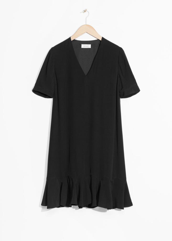 Other Stories Frill Hem Cotton Dress - Black
