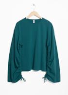 Other Stories Drawstring Sleeves Top - Turquoise
