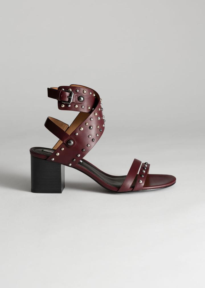 Other Stories Studded Sandalette Pumps - Red