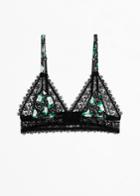 Other Stories Eyelash Lace Triangle Bralette - Black