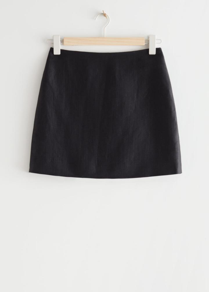 Other Stories Linen Mini Skirt - Black