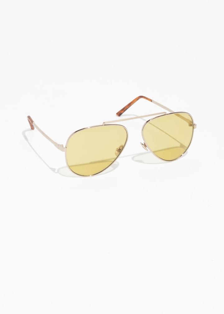 Other Stories Tinted Aviator Sunglasses - Yellow