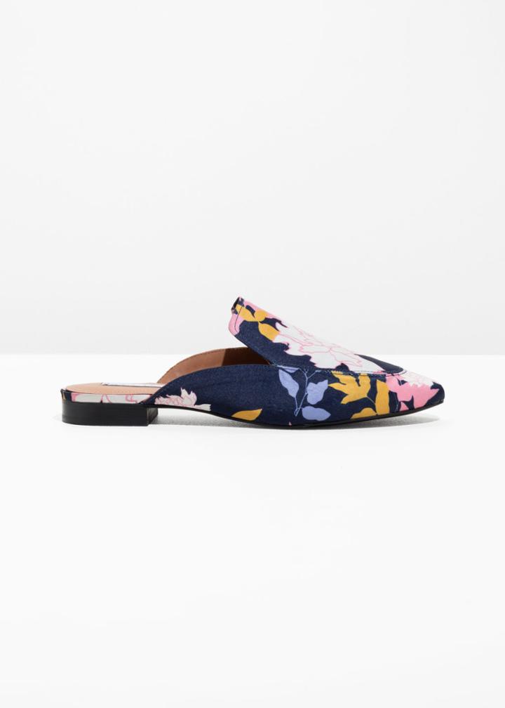 Other Stories Floral Print Loafers - Blue