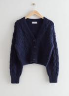 Other Stories Cable Knit Wool Cardigan - Blue